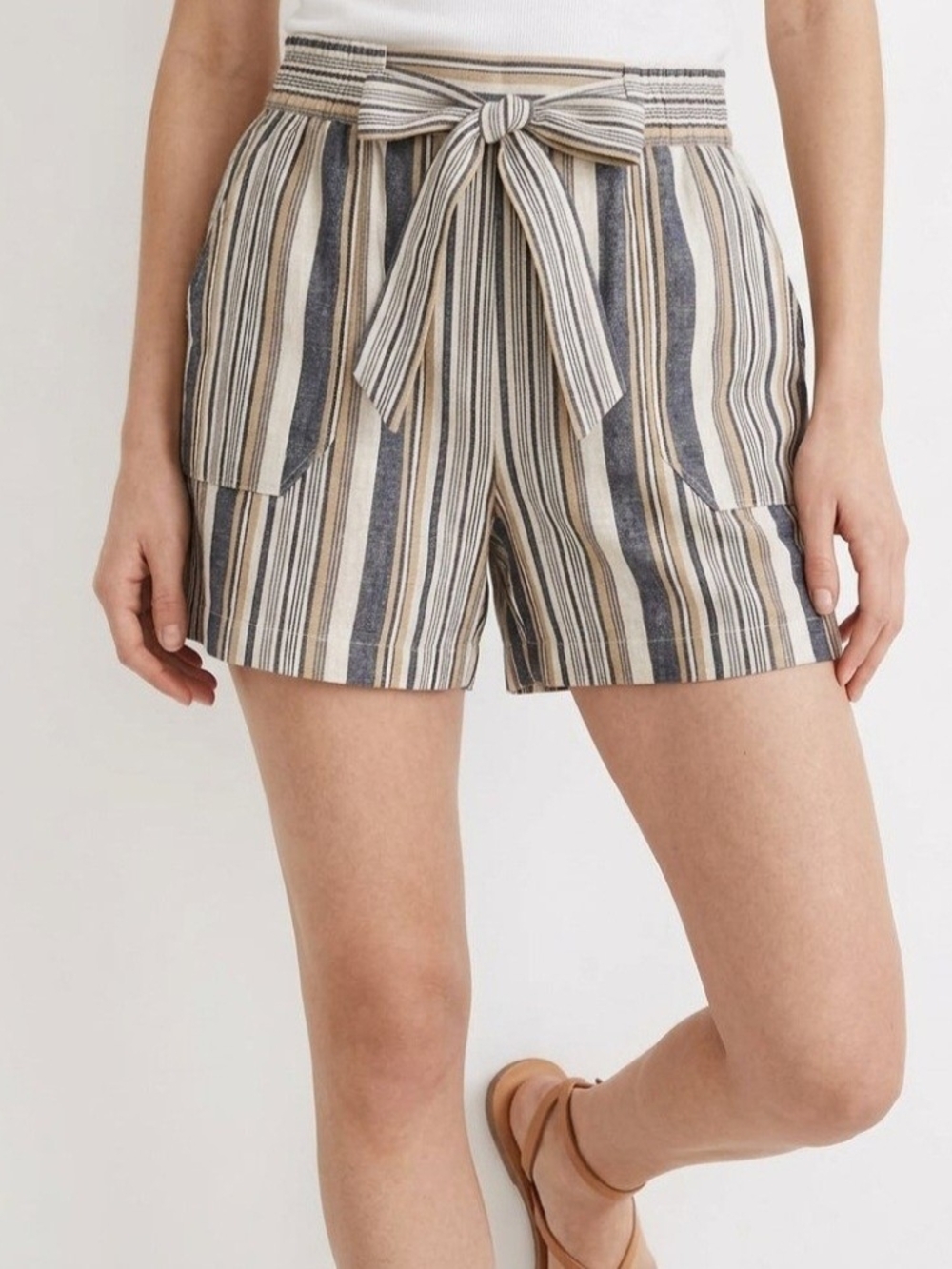 NWT Suzanne Betro Blue, White and Tan Striped  Shorts